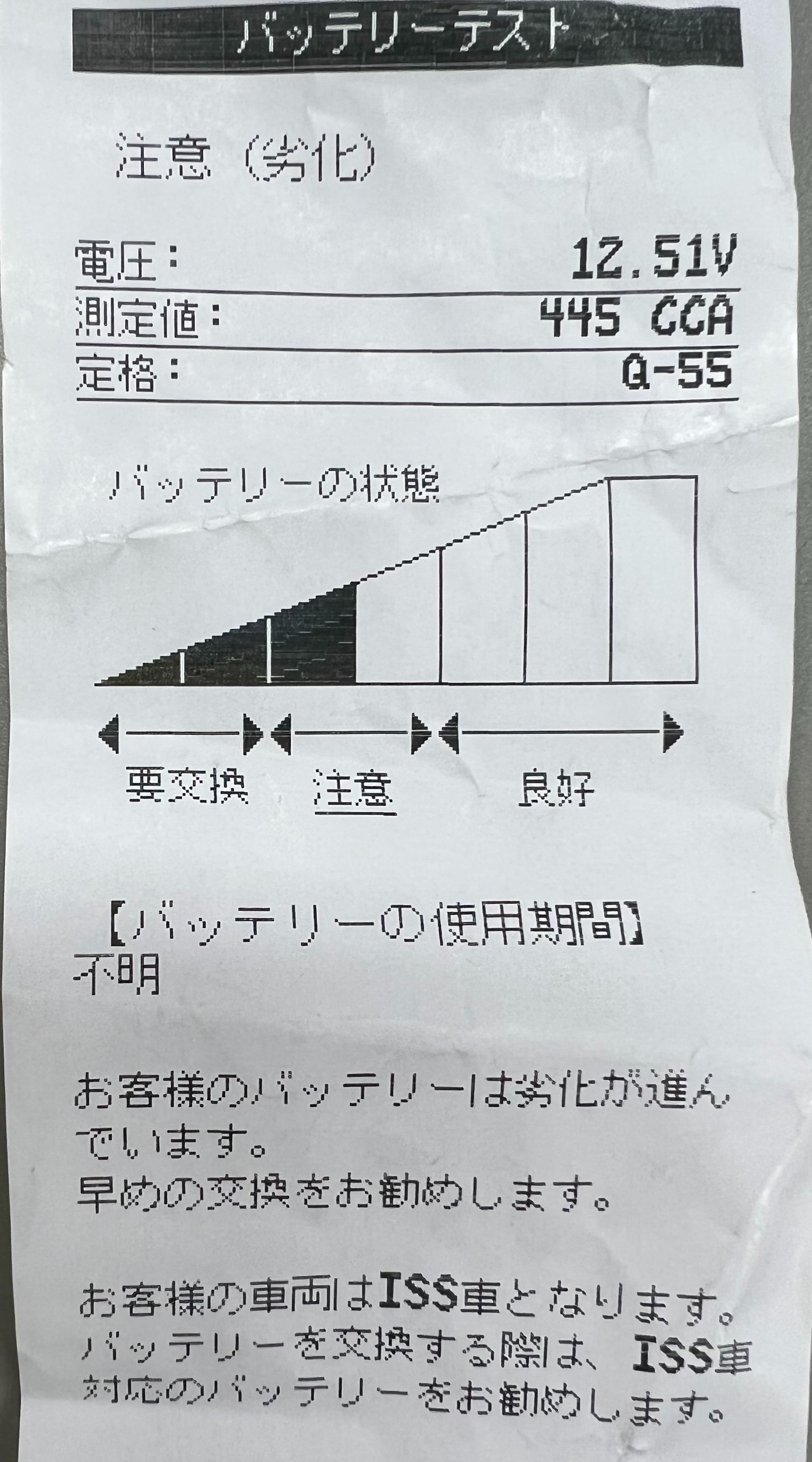 バッテリーチェックシート