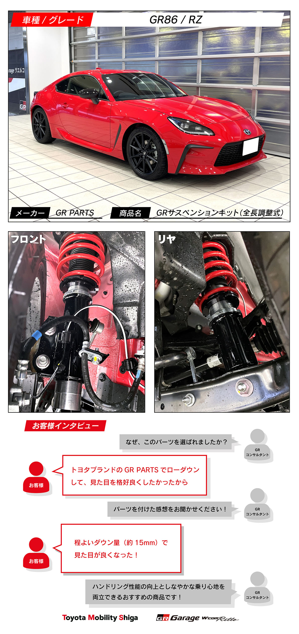 GR86×GR PARTS GRサスペンションキット（全長調整式） | トヨタ