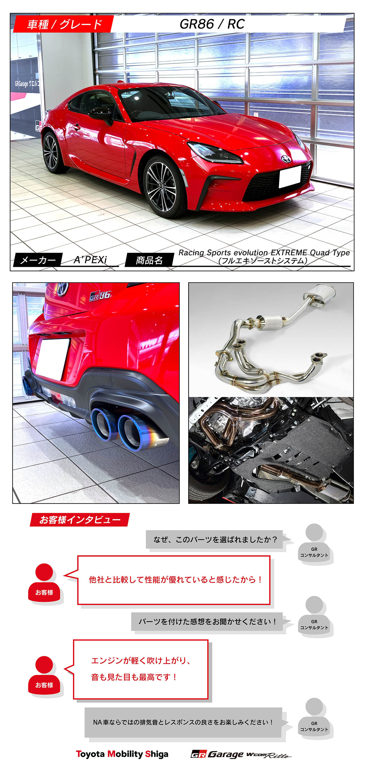 GR86×A'PEXi Racing Sports evolution EXTREME Quad Type | トヨタ