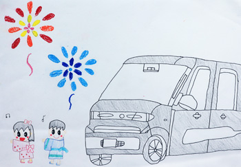 車と思い出の花火