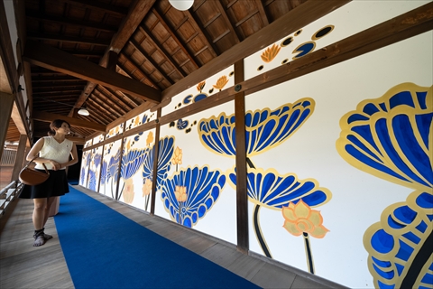 極楽浄土を象徴する蓮を鮮やかに描いた、木村英輝氏の障壁画